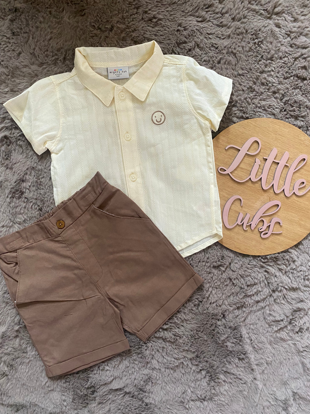 Brown and yellow two piece