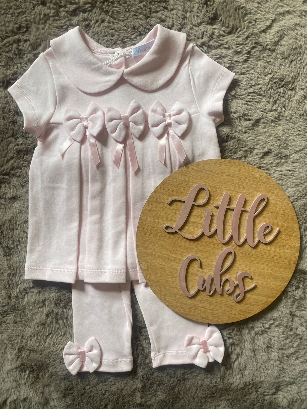 Baby pink 2 piece bow set