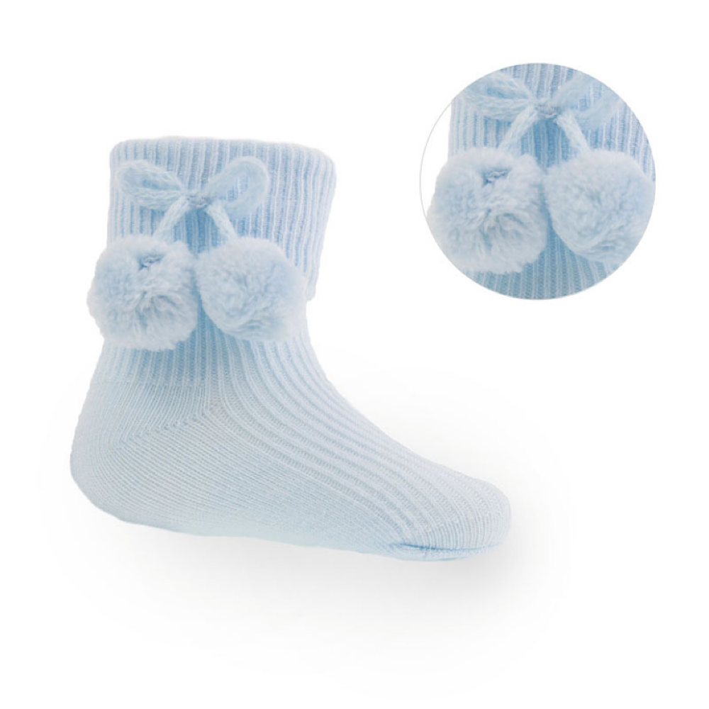 Short Blue Pom Pom socks