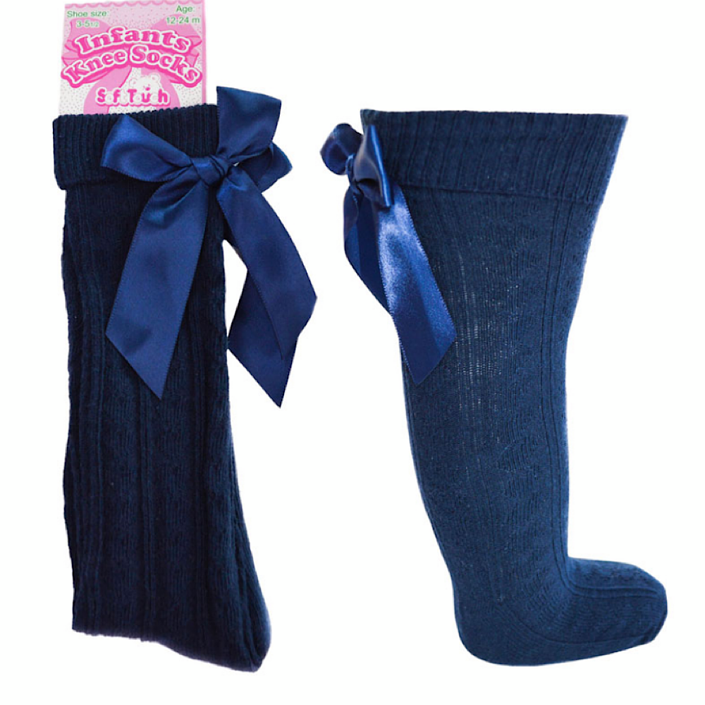 Navy knee socks with bow