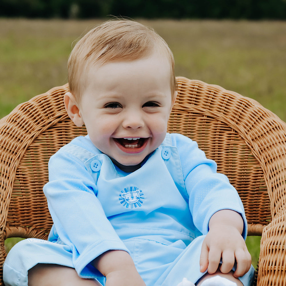 Boys Blue lion dungaree set