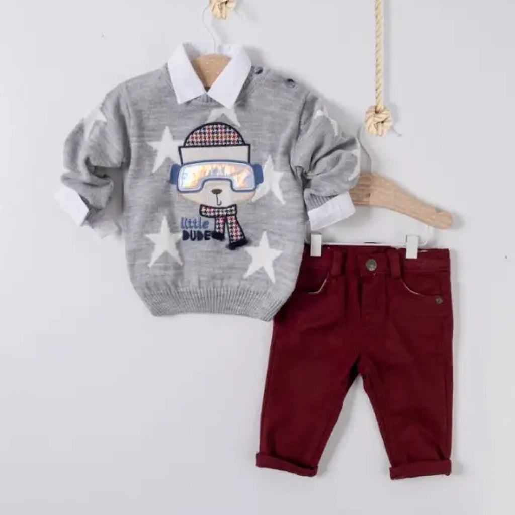 Baby Boys Little dude Grey Jumper Set