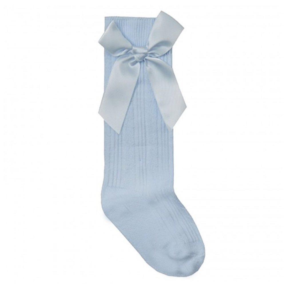 Sky blue knee socks with bow