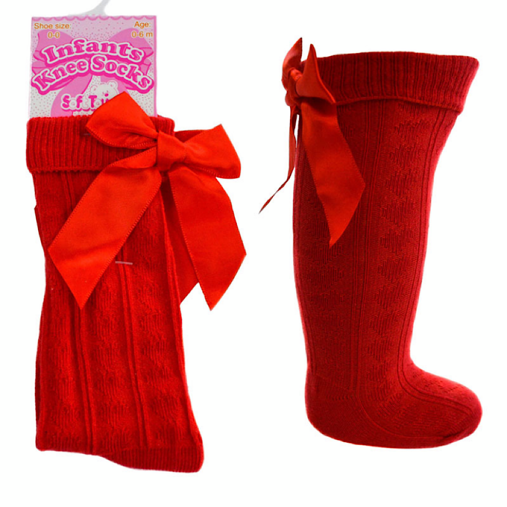 Red knee socks with bow