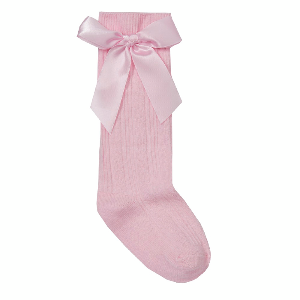Girls pink bow knee socks