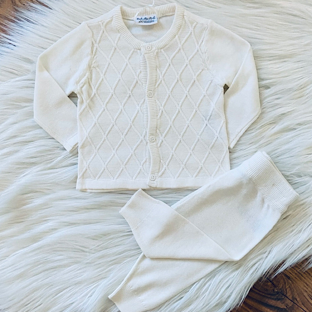 Cream fine knit 2 piece set