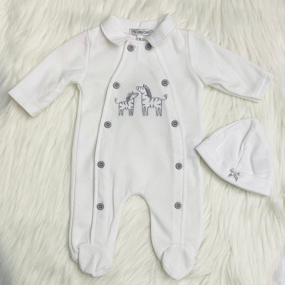 Baby grow store and matching hat