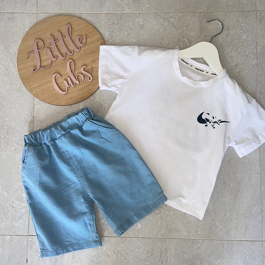 Boys White T-shirt & Shorts